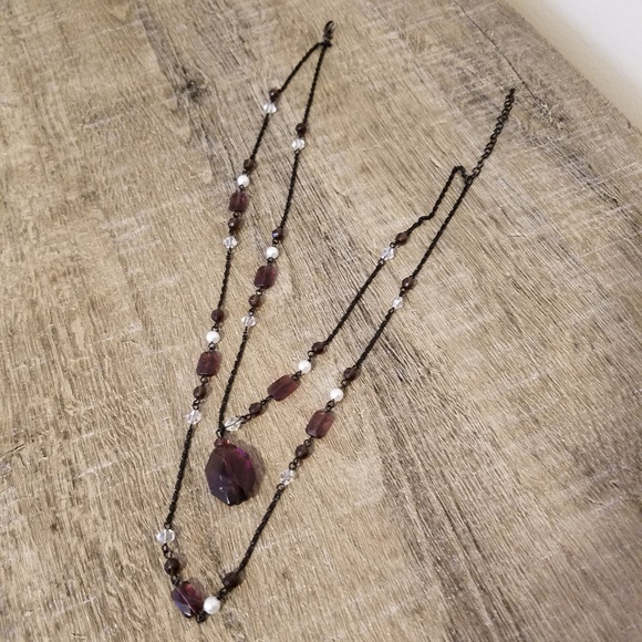 Premier Design Purple & Pearl Necklace - Picture 2 of 4